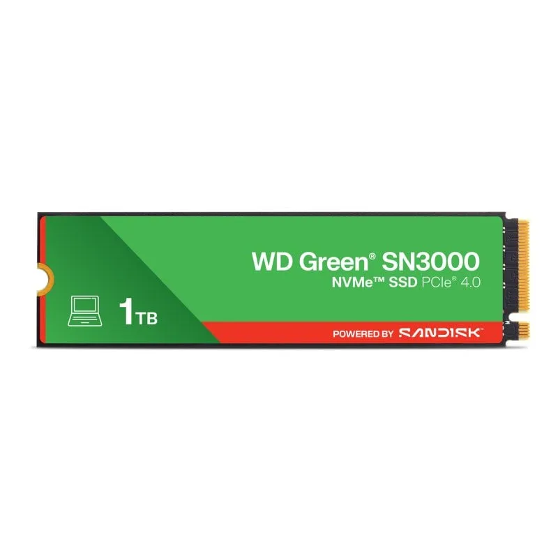 Western Digital – WDS100T4G0E – SSD Interne – Green – SN3000 – NVMe – 1 To
