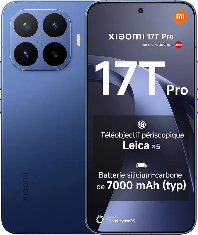 Xiaomi 17T Pro Smartphone 12+512 Go Téléobjectif Leica x5 · 83″ · Bleu · 144 Hz