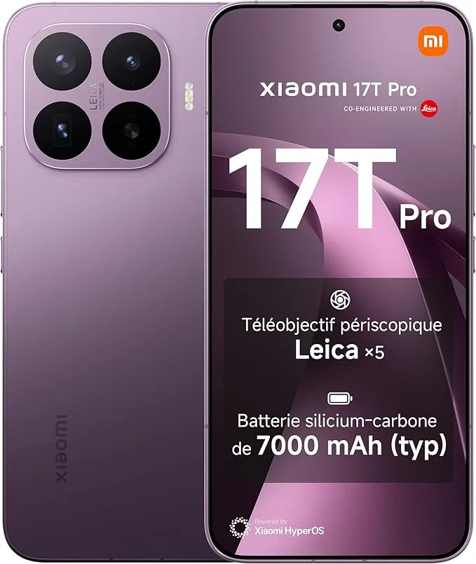 Xiaomi 17T Pro Smartphone 12+512 Go Téléobjectif Leica x5 · 83″ · Violet · 144 Hz