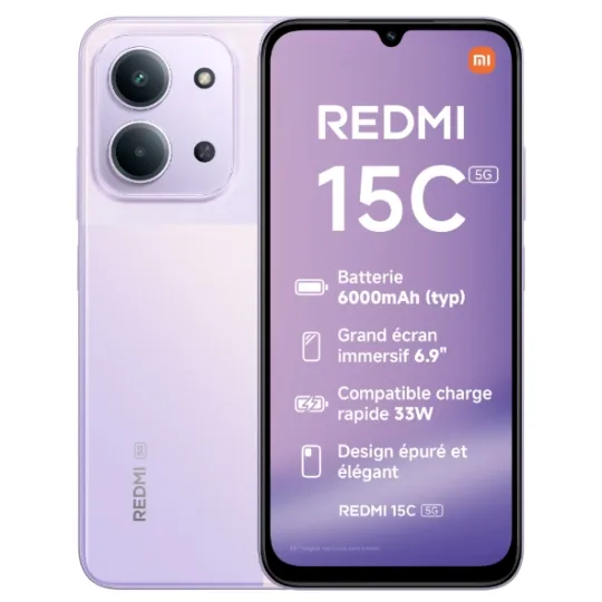 Xiaomi Smartphone Redmi 15C 128 Go 5G Mauve