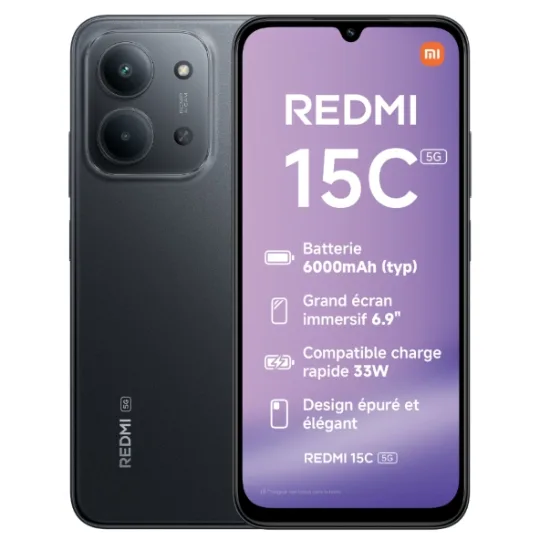 Xiaomi Smartphone Redmi 15C 128 Go 5G Noir