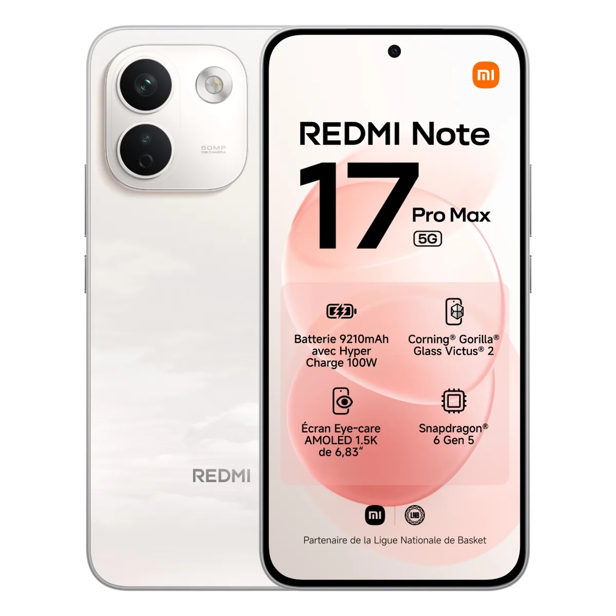 Smartphone Xiaomi Redmi Note 17 Pro Max 5G 256Go Blanc photochromique